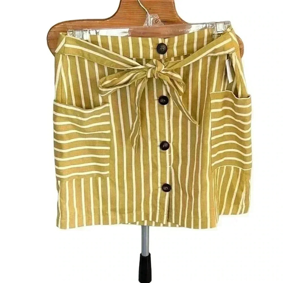 Altar’d State Rachel Striped Mini Skirt Mustard Yellow Size S - Picture 1 of 6
